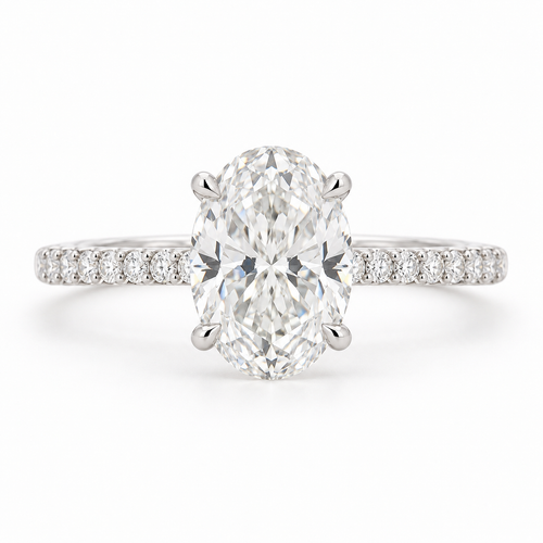 The Amelia natural diamond ring in 18K white gold, straight front-on view