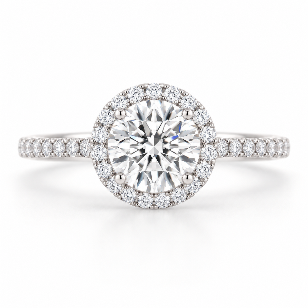The Eleanor natural diamond ring in 18K white gold, straight front-on view