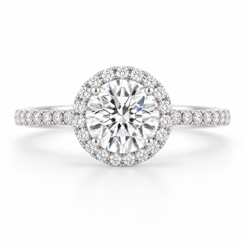 The Eleanor natural diamond ring in 18K white gold, straight front-on view