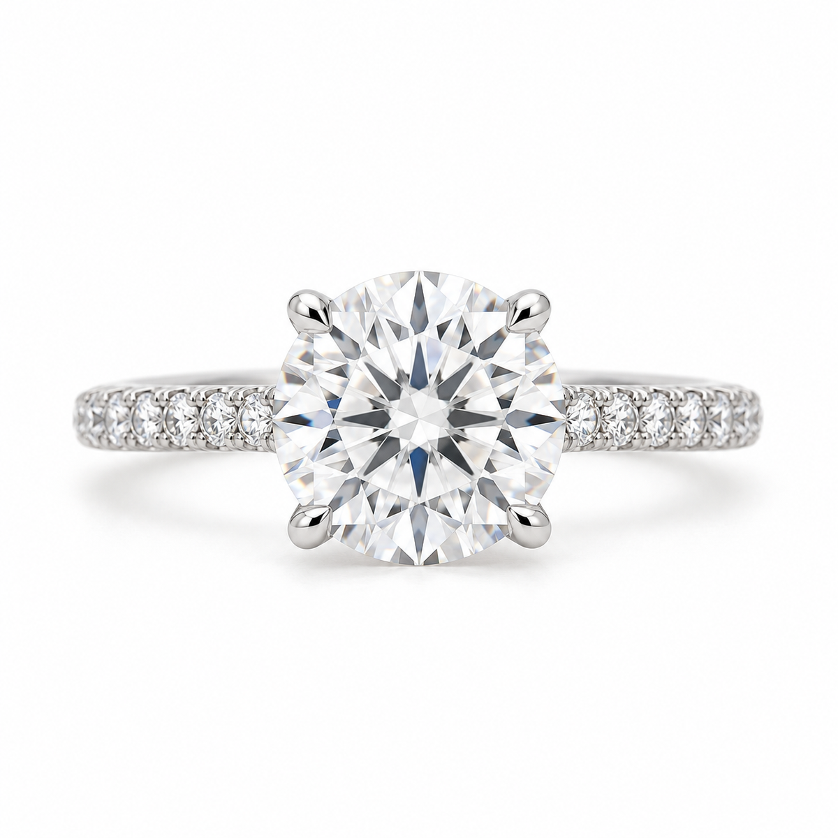 The Isabella natural diamond ring in 18K white gold, straight front-on view