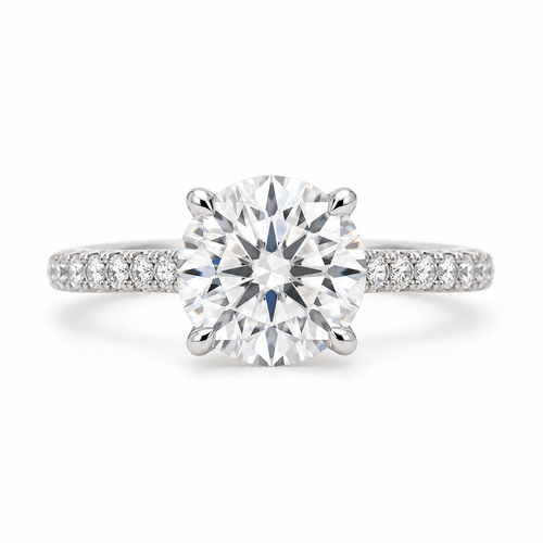 The Isabella natural diamond ring in 18K white gold, straight front-on view