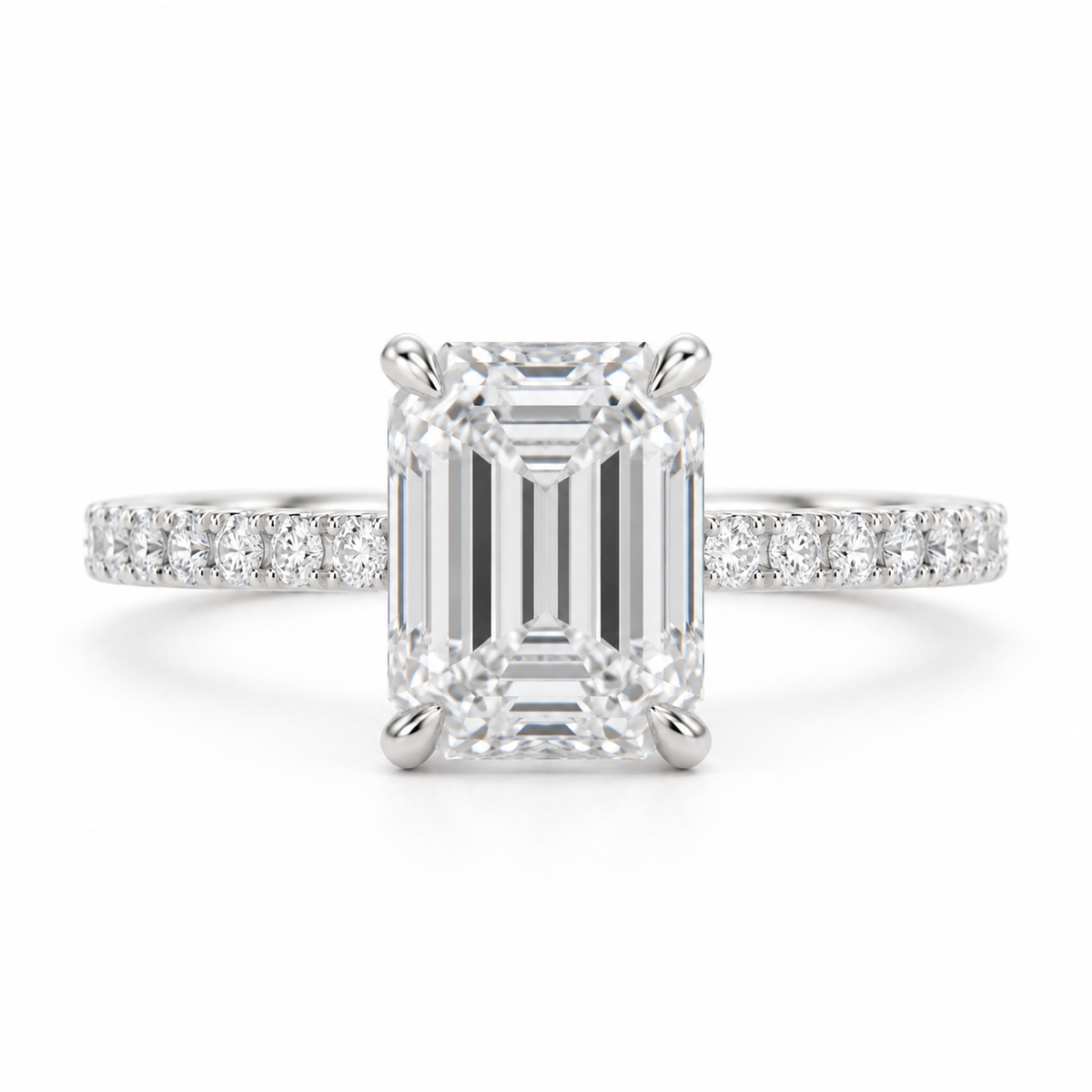 The Scarlett natural diamond ring in 18K white gold, straight front-on view