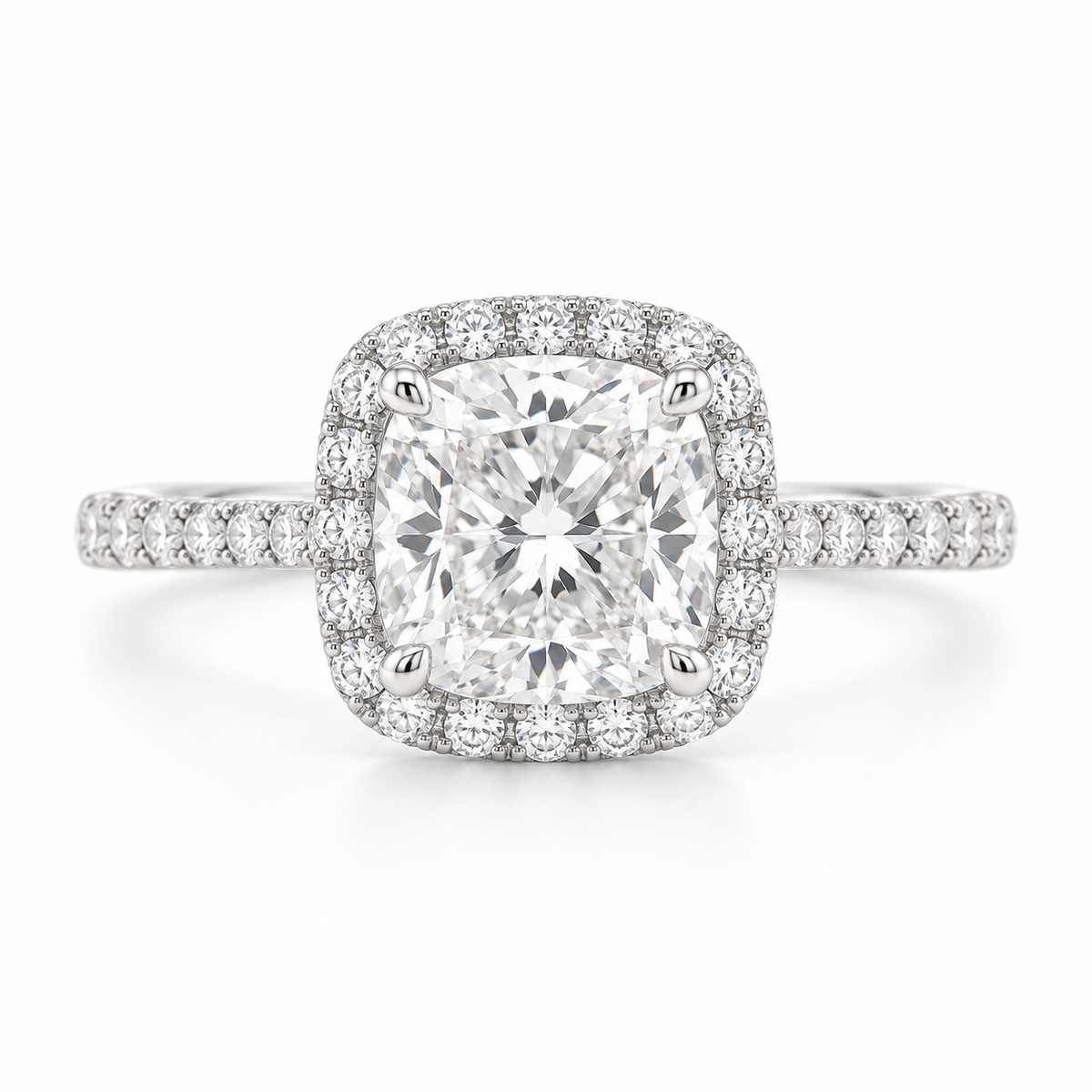 The Sophia natural diamond ring in 18K white gold, straight front-on view
